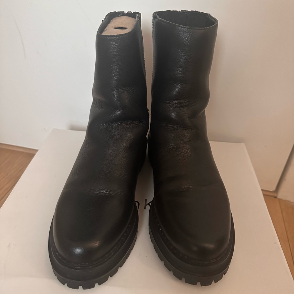 Calvin Klein black boots with back zipper